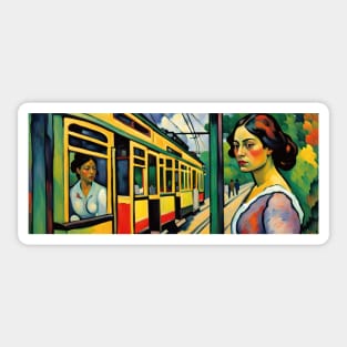 The Art of Trams - Neo-Impressionism Style #002 - Mugs For Transit Lovers Sticker